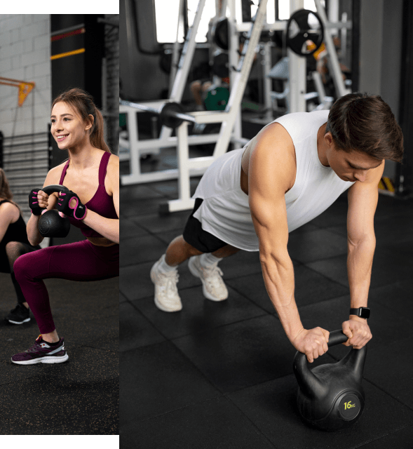 Woman with kettlebell